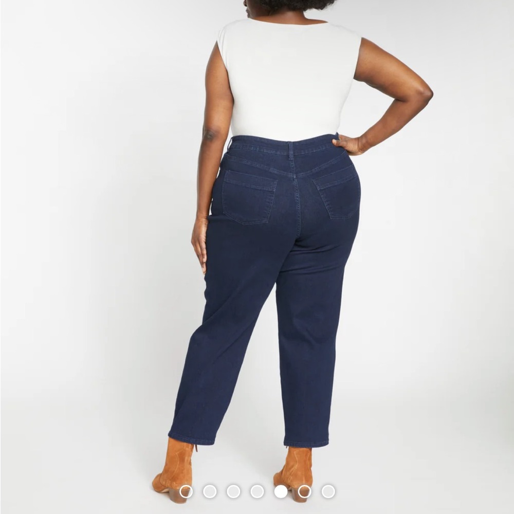 Universal Standard Dylan High Rise Tapered Jeans Dark Indigo Blue‎ Stretch Denim - Picture 2 of 12
